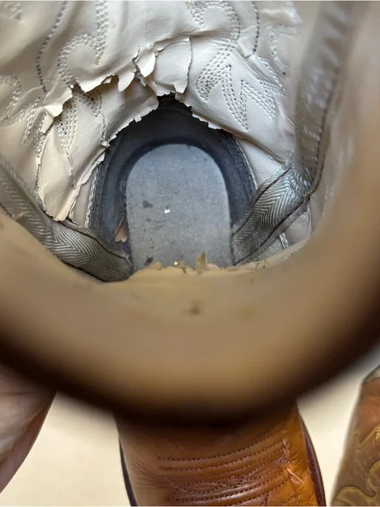 Old West Kids 11.5-D Tan Leather Cowboy Boots with Embroidered Shaft CF8229 - Picture 9 of 10